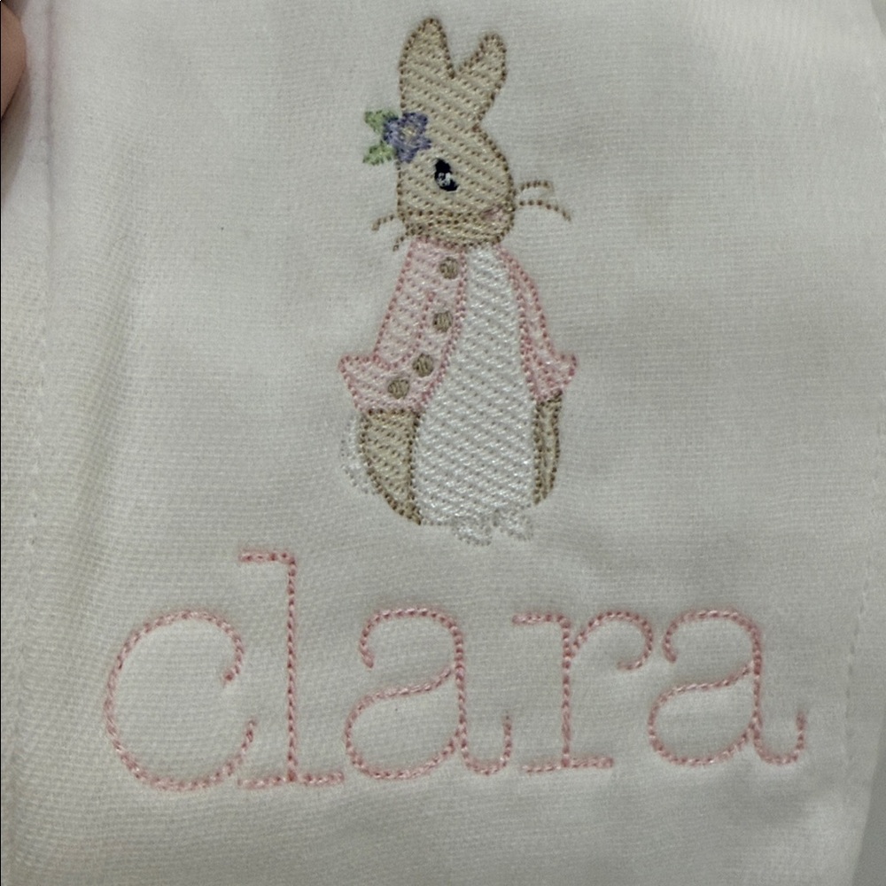 3Marthas Bib & Burp Set w/ Clara & Bunny Embroidery NWT - Picture 5 of 5